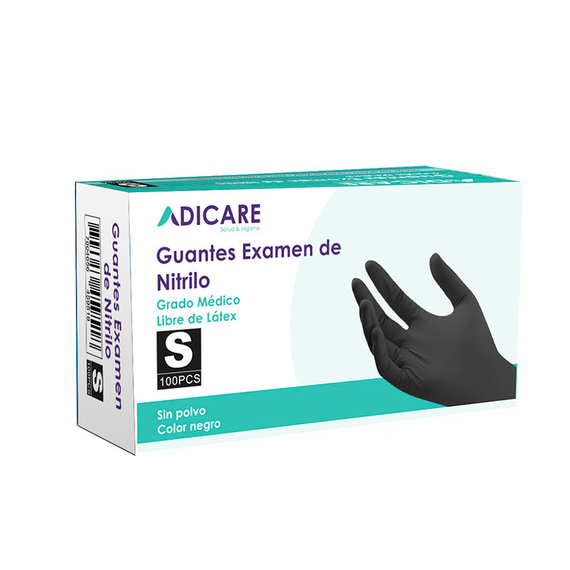 Caja 100 Guantes de Nitrilo Negro Talla S